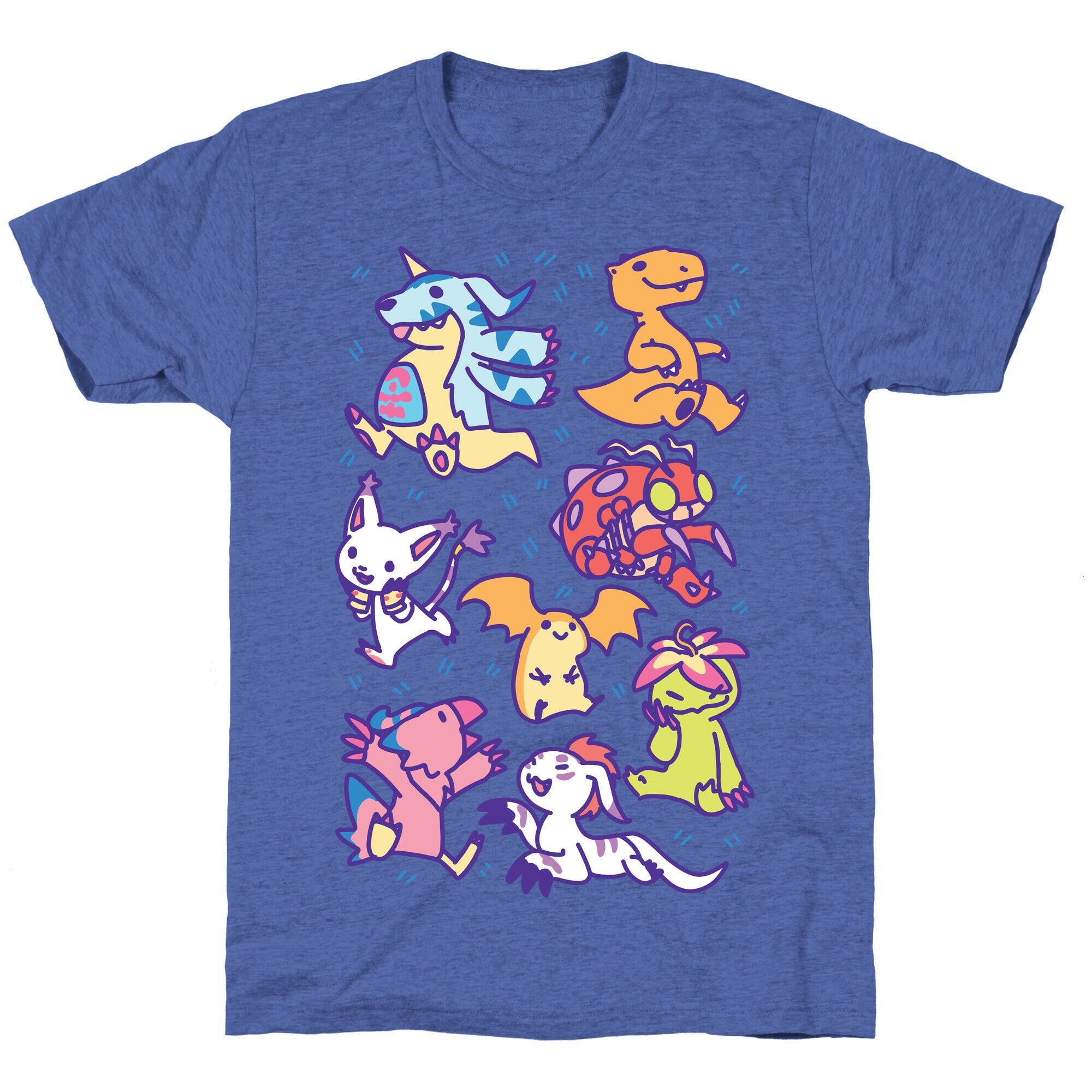 Digital Monsters Pattern Unisex Triblend Tee